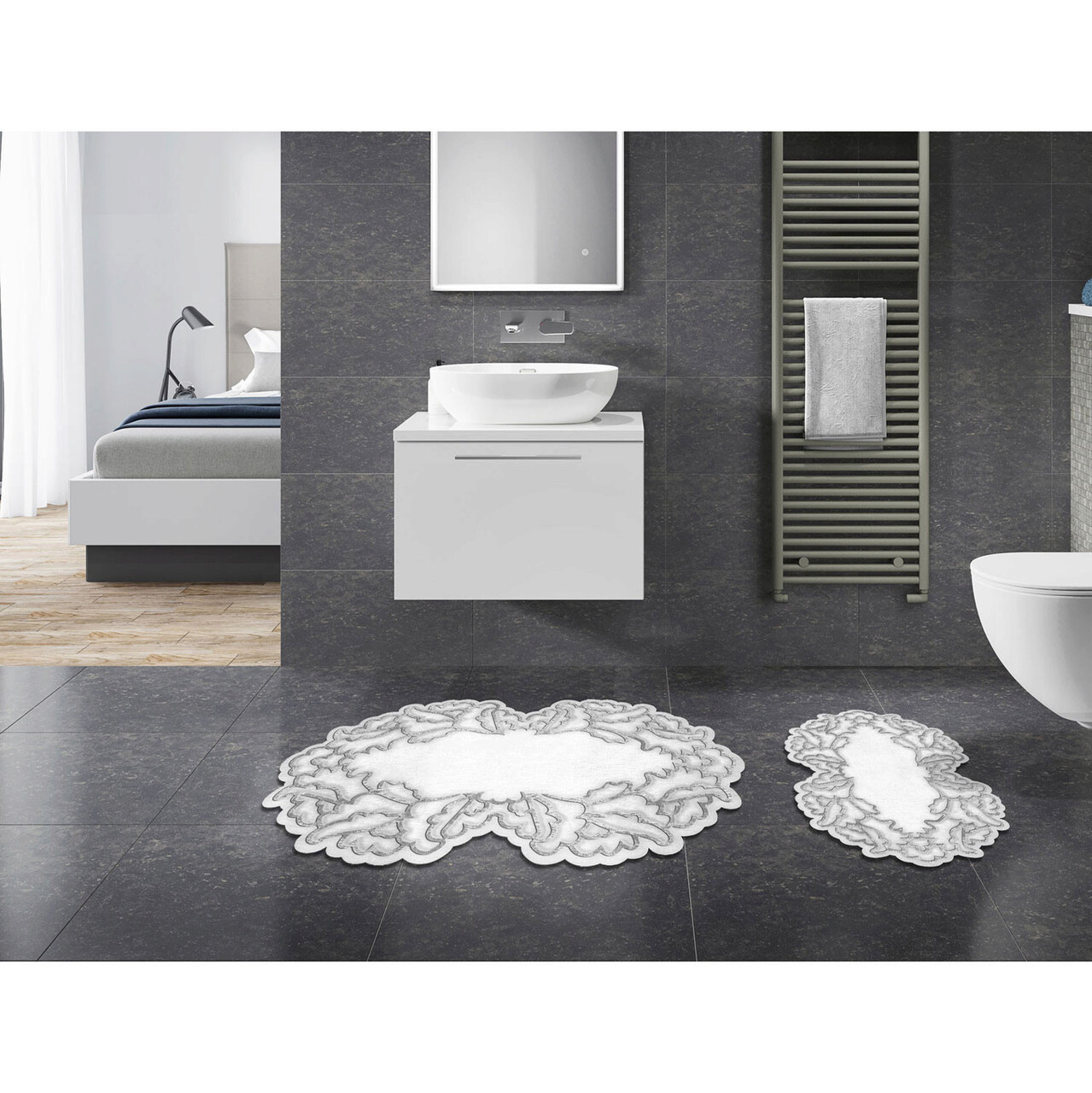 Set covorase de baie, L'essentiel Maison, 210Fg41215Gr, Gri - imagine 6